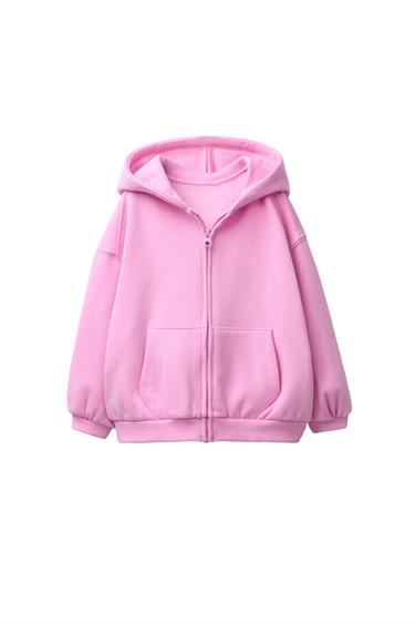 Zara ZIP-UP HOODED SWEATSHIRT - Pink