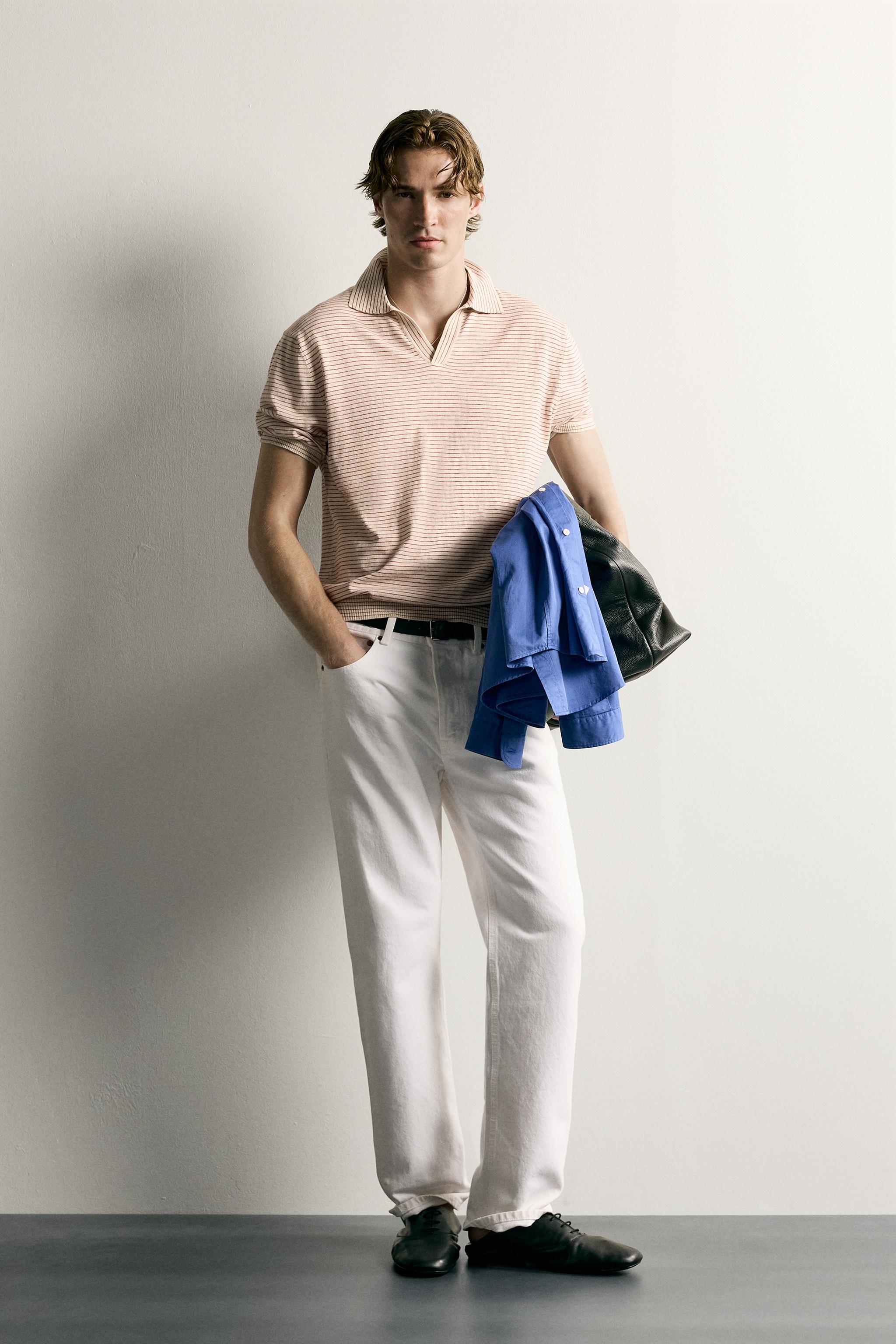 トップス NOUNLESS REVERSIBLE JACQUARD KNIT SHIRT STRIPED JACQUARD KNIT POLO - White / Red | ZARA United States