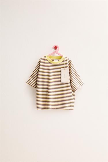 ZARA TIMELESS - STRIPED T-SHIRT WITH CONTRAST NECKLINE - Yellow by Zara
