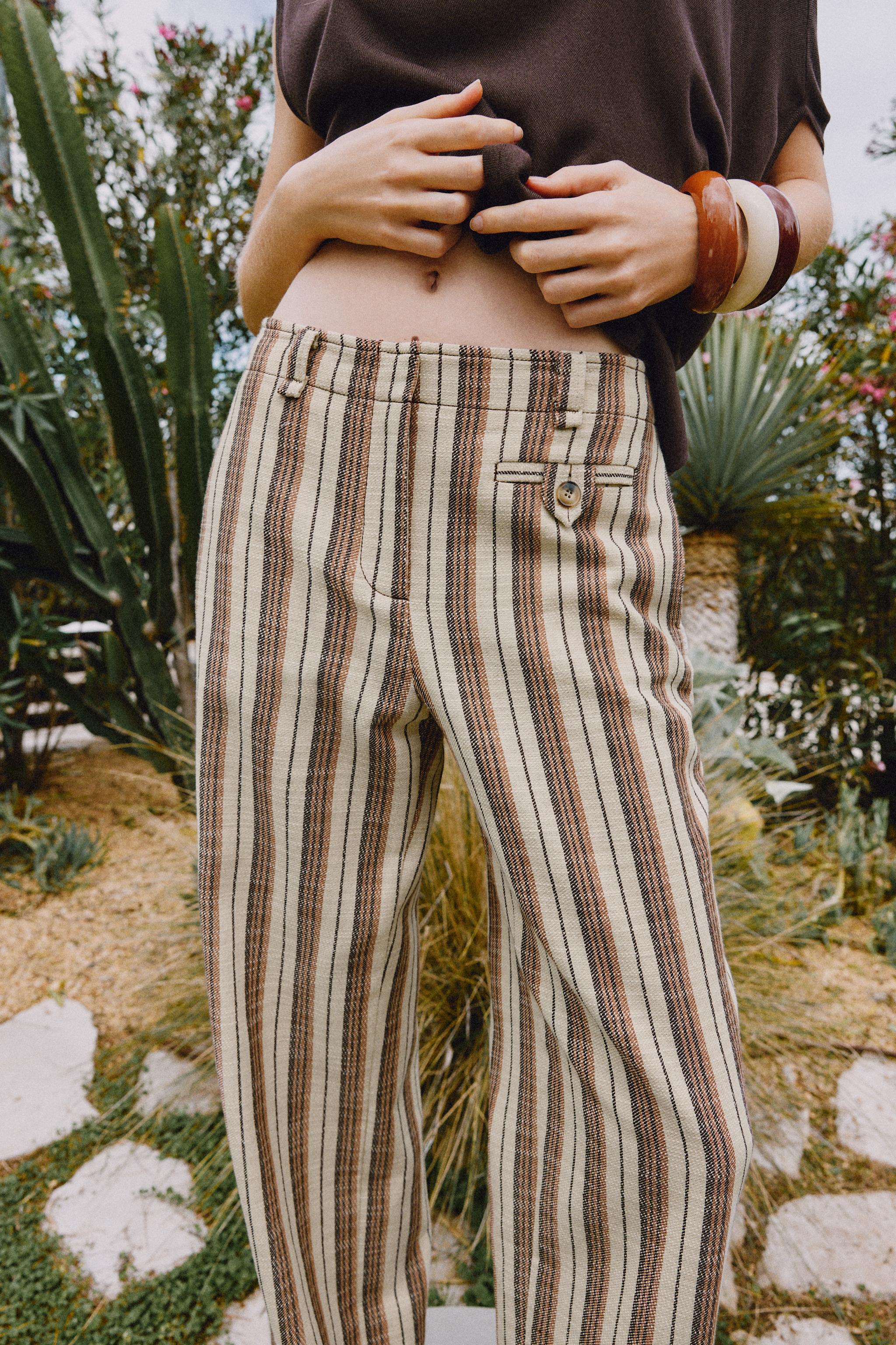 ÇİZGİLİ DÜZ PAÇA PANTOLON - Görsel 5