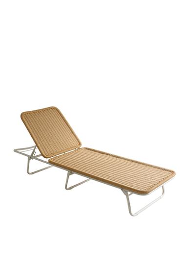 FOLDING OUTDOOR LOUNGER - brown/white by Zara