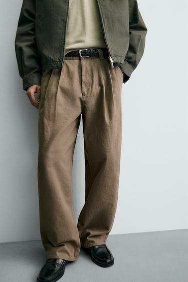PANTALON CHINO COUPE BAGGY À PLIS - Beige de Zara - Image 4