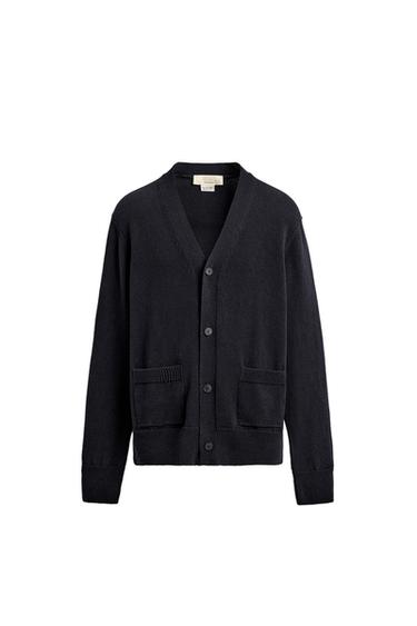 Zara COTTON - LINEN BLEND CARDIGAN LIMITED EDITION - Navy blue