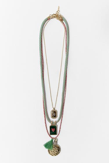 PACK 3 COLLARES CORDÓN MEDALLAS - Dorado de Zara