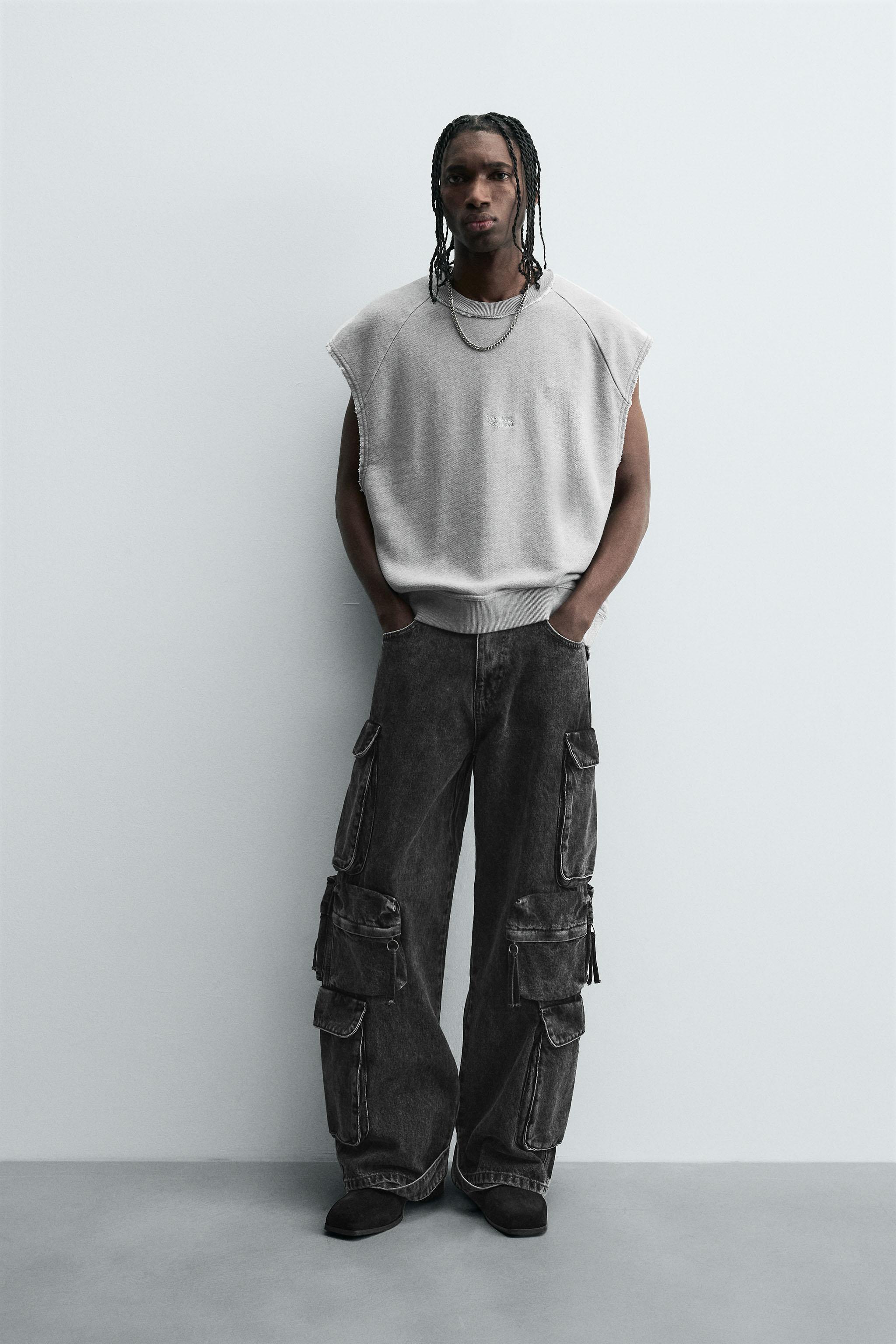 DENIM CARGO TROUSERS WITH POCKETS - camel | ZARA Australia