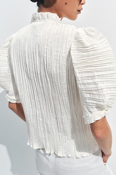 BLUSA PLISADA ZW COLLECTION - Crudo de Zara