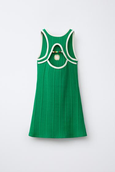 RIB DRESS WITH EMBROIDERY - Green by Zara - Image 1