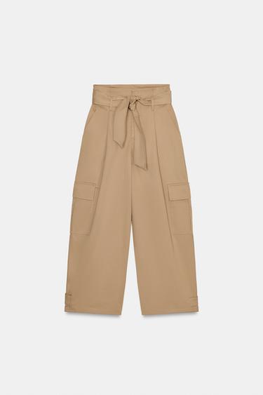 PAPERBAG CARGO TROUSERS - Light camel by Zara - Image 6