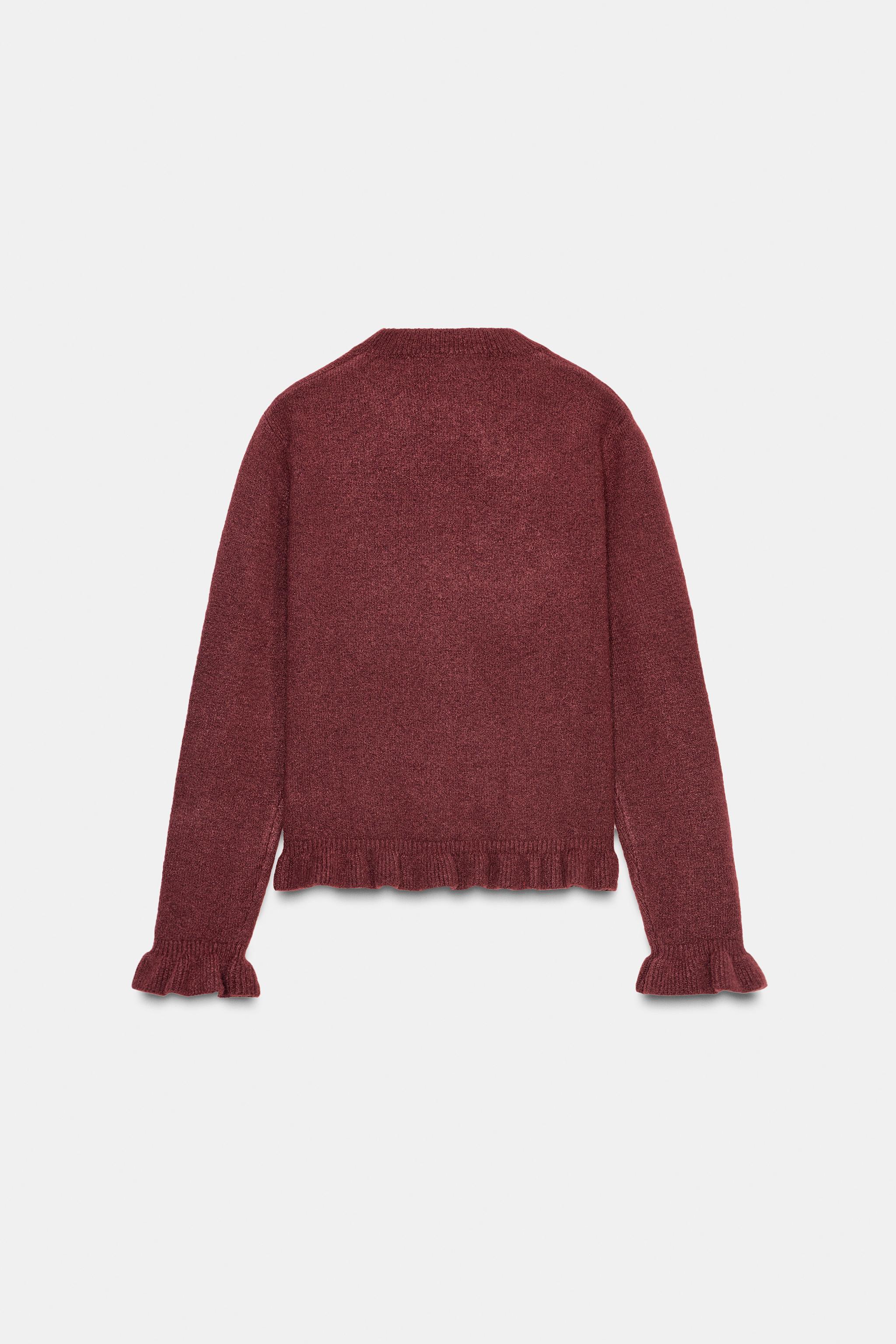 フリルニット カーディガン - バーガンディ | ZARA Japan / 日本