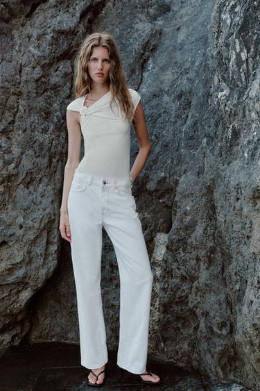 TOP DRAPEADO FORNITURA - Blanco roto de Zara - Imagen 0