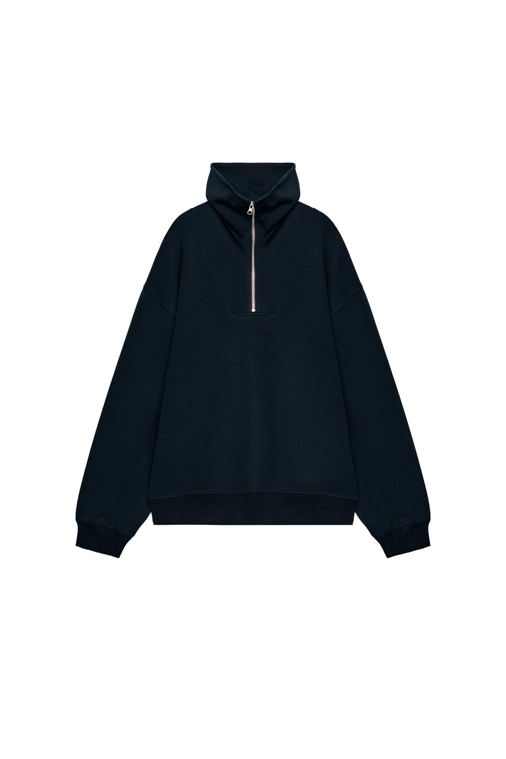 Interlock Zip-Up Sweatshirt - Navy Blue by Zara