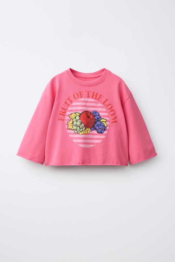 T-SHIRT COURT GARMENT DYE IMPRIMÉ FRUIT OF THE LOOM™ - Fuchsia clair de Zara - Image 0