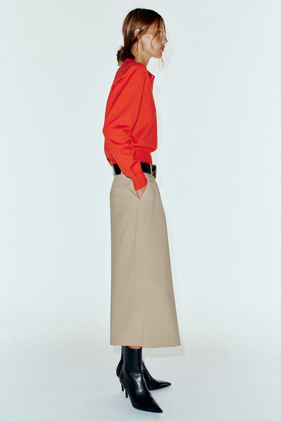 PLEATED CULOTTES WITH BELT - Sand by Zara - Image 4