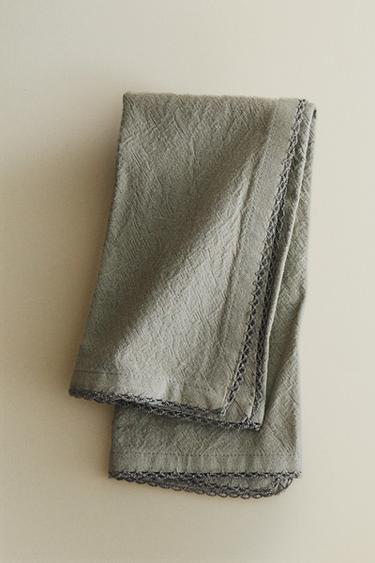 EFFEN SERVETTEN MET GEKLEURD GAREN (2-PACK) - Blauwachtig van Zara