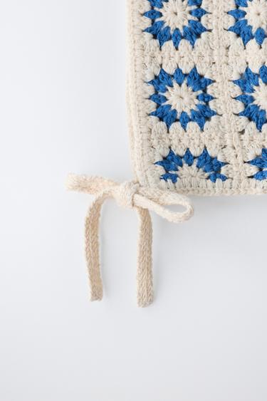 CROCHET KNIT BONNET - Ecru / Blue by Zara - Image 1