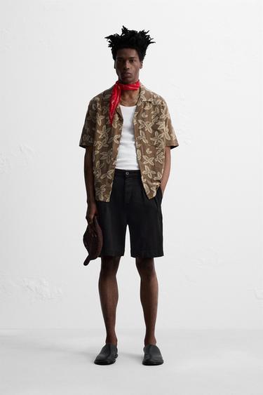 Zara JACQUARD FLORAL SHIRT © OTIS KWAME KYE QUAICOE - Brown / Taupe - Image 0