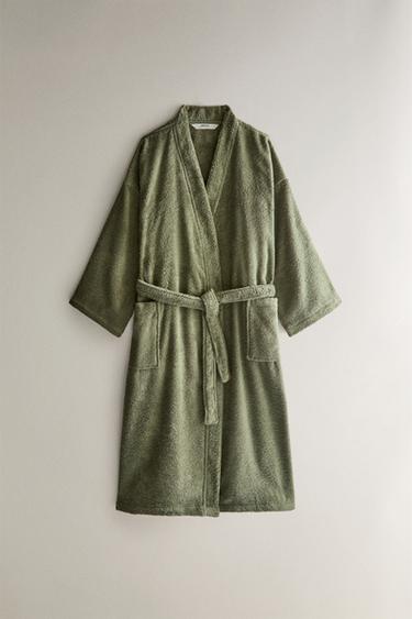 (420 GXM²) PEIGNOIR COTON PREMIUM - vert kaki-moyen de Zara