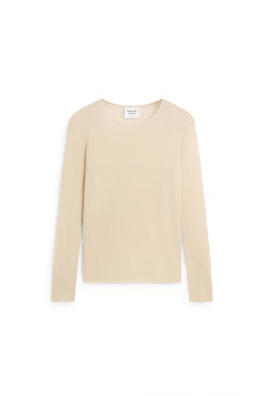 Zara Transparent silk blend top with long sleeves - LIMITED EDITION - Sand