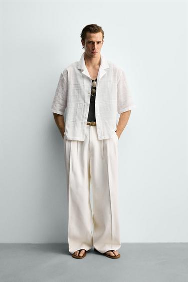 CAMISA RELAXED FIT ALGODÓN - LINO - Blanco de Zara - Imagen 0