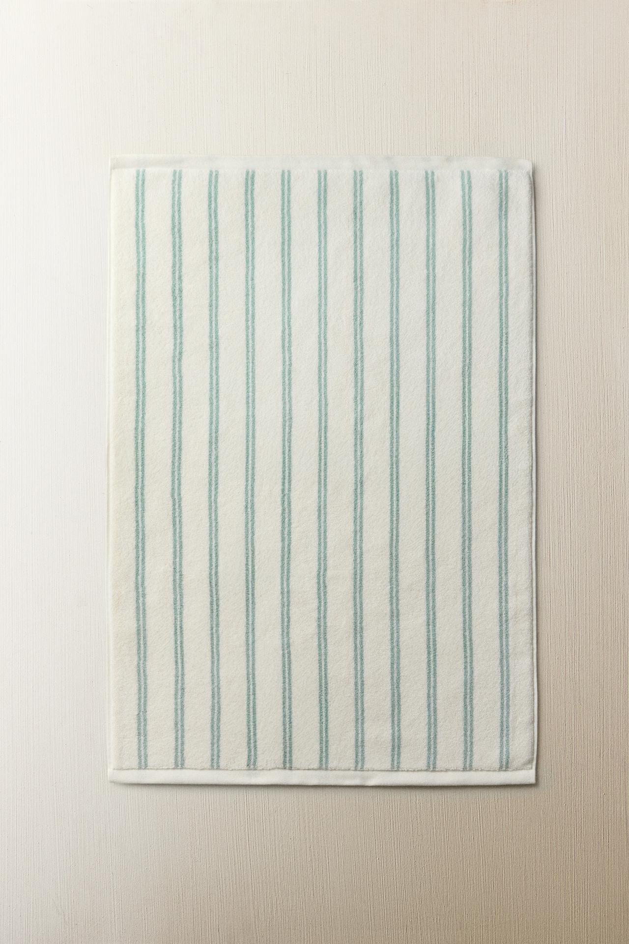 DOUBLE STRIPE BATH MAT — Ecru / Green