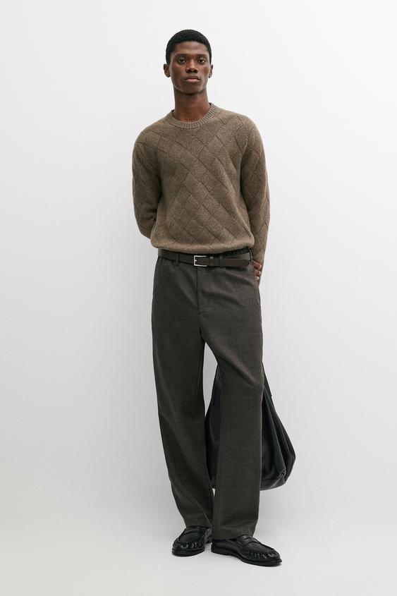 Zara Wool blend round neck knit sweater - Mink - Image 0