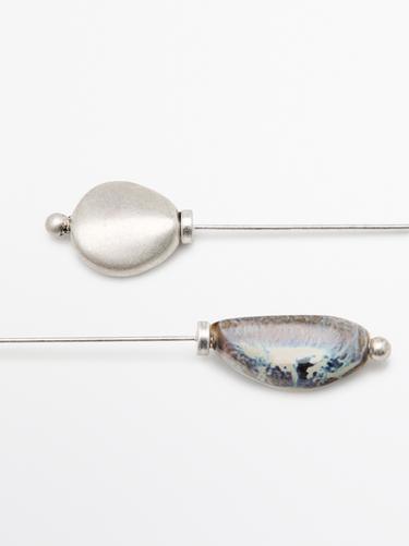 Broche pieza cerámica hoja - Azul de Zara
