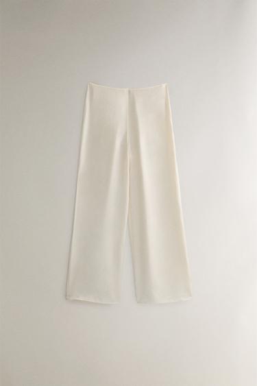 PANTALONI SETA BEIGE - Écru di Zara - Immagine 0