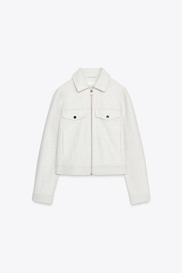 Zara SOFT ZIP JACKET - Ecru