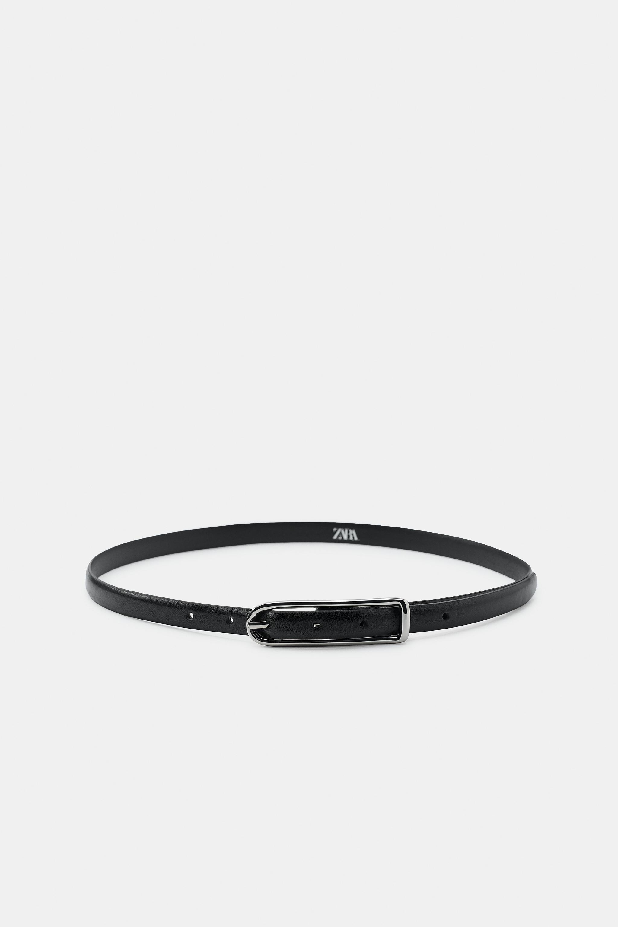 100% LEATHER SKINNY BELT