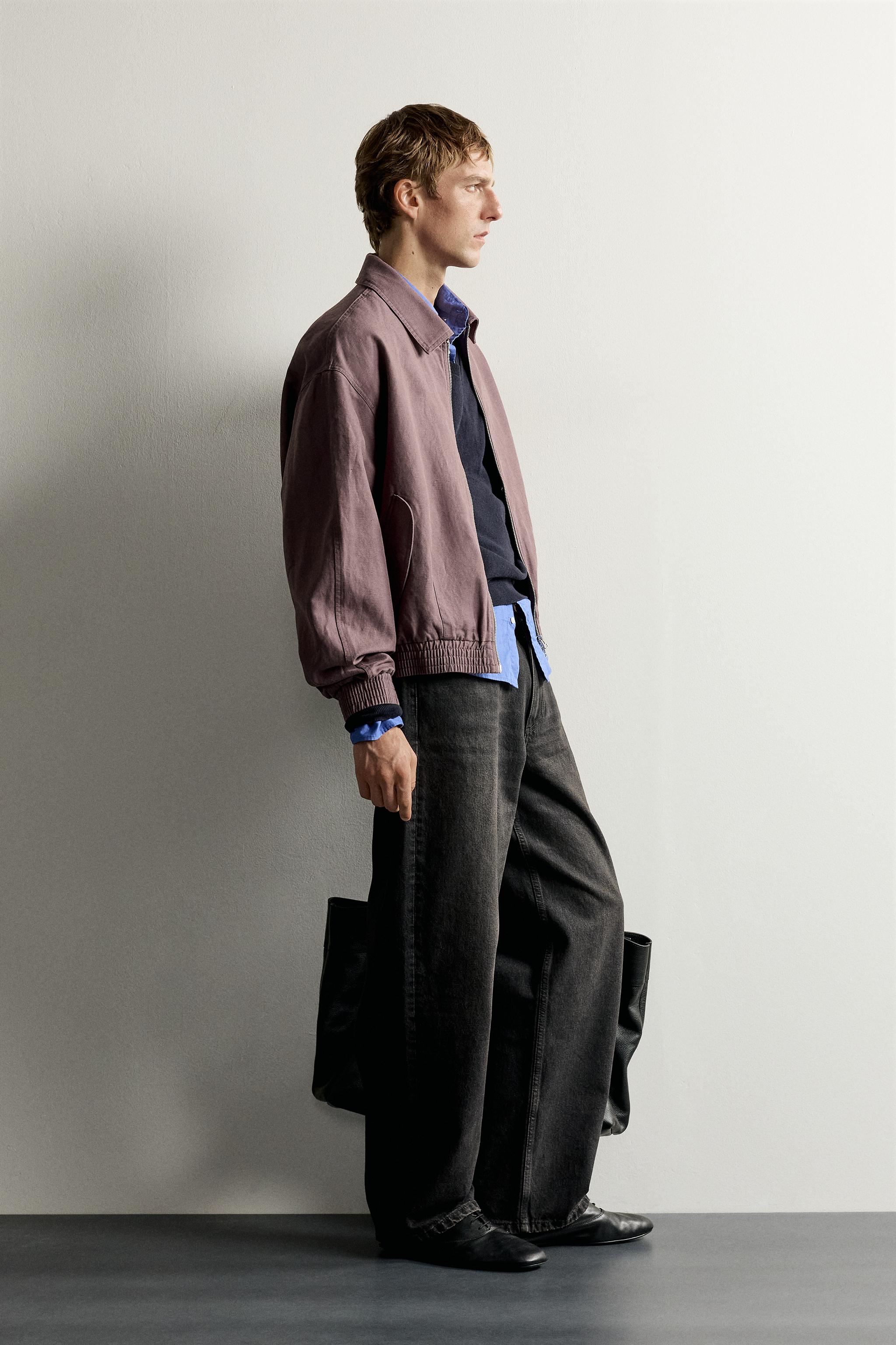 Мужские куртки Zara COTTON-LINEN CROPPED JACKET — фото 4