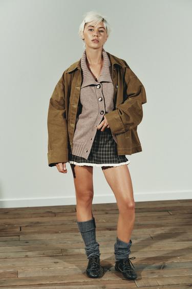 ÁO KHOÁC CAPE PHỦ SÁP - Màu nâu đất từ Zara