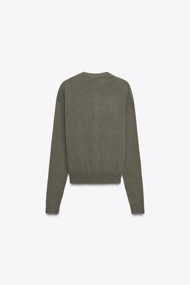 CHAQUETA PUNTO CASHMERE 100% - Verde de Zara