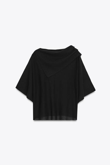 Zara SMOOTH KNIT LAYER TOP - Black