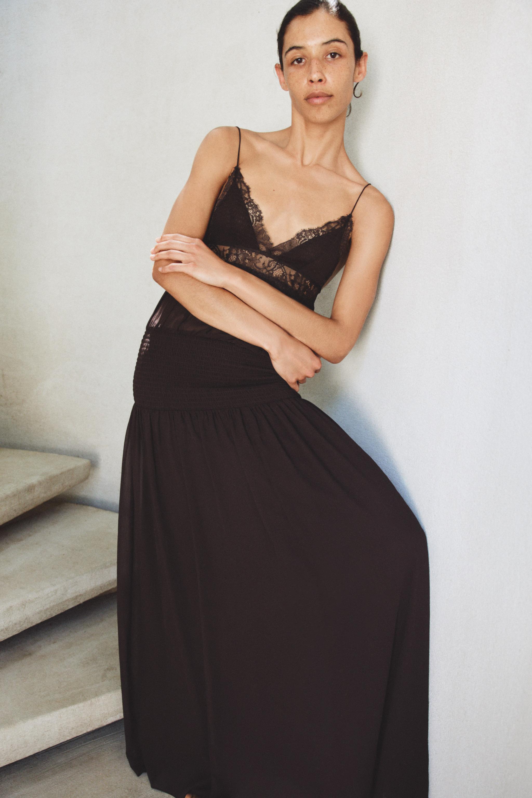 Женские платья Zara LACE STRAP DRESS — фото 5