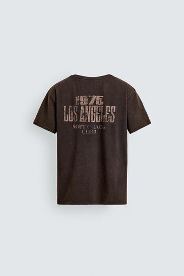 FADED SLOGAN PRINT T-SHIRT - Brown by Zara - Image 7