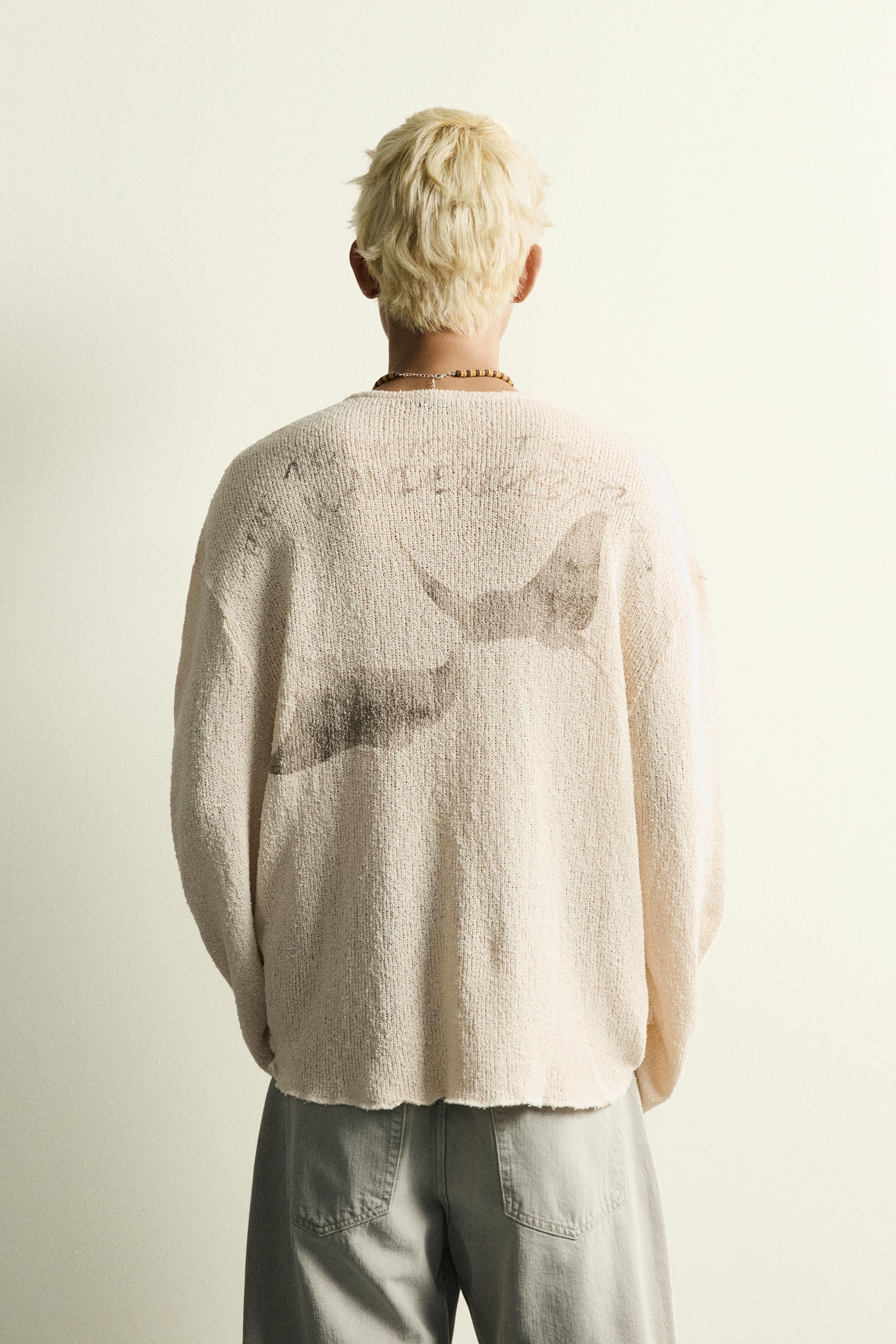 WASHED PRINT KNIT T-SHIRT