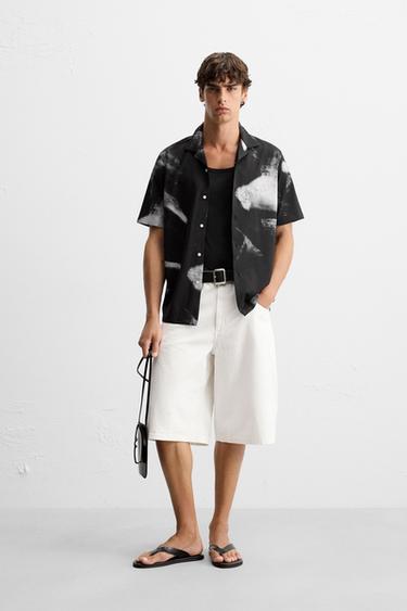 ABSTRACT PRINT STRETCH SHIRT - Black by Zara - Image 0