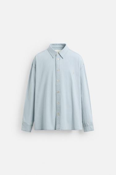 EMBROIDERED LOGO SHIRT - Blue by Zara - Image 6