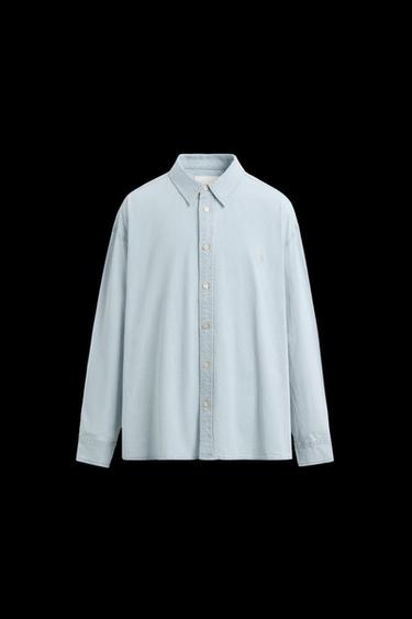 CAMISA LOGO BORDADO - Azul de Zara