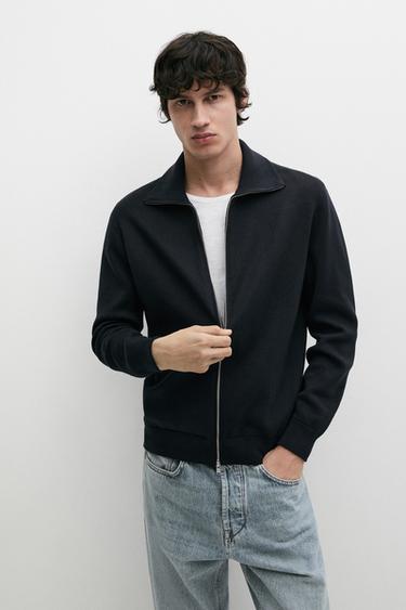 Zara 100% cotton zip-up knit cardigan - Navy blue