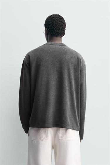 RELAXED FIT TEXTURED T-SHIRT - Grey marl by Zara - Image 2