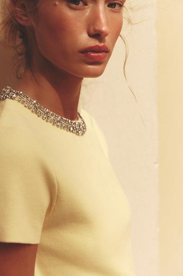 TOP EN MAILLE BIJOUX - Jaune clair de Zara - Image 1