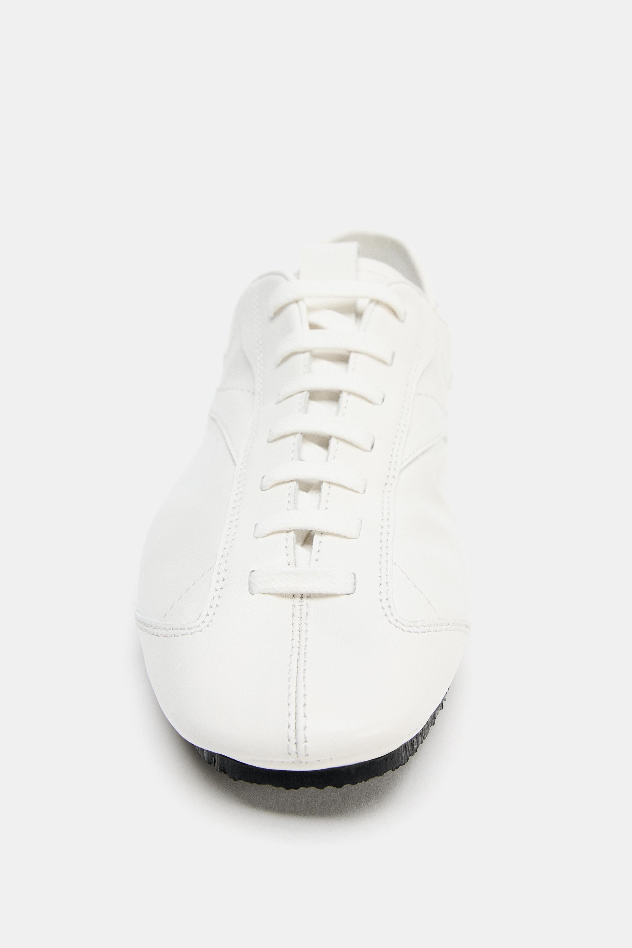 LEATHER DERBY SHOES - White | ZARA United States display picture 2