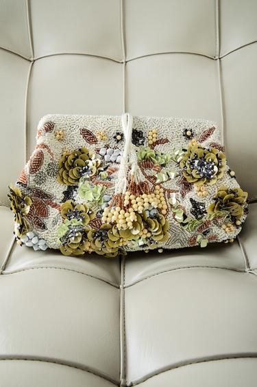 Zara BEADED PRINT POUCH - Multi-color