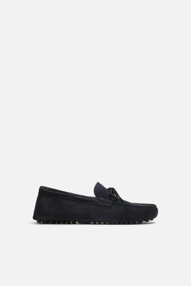 Zara LEATHER DRIVING MOCCASINS - Blue