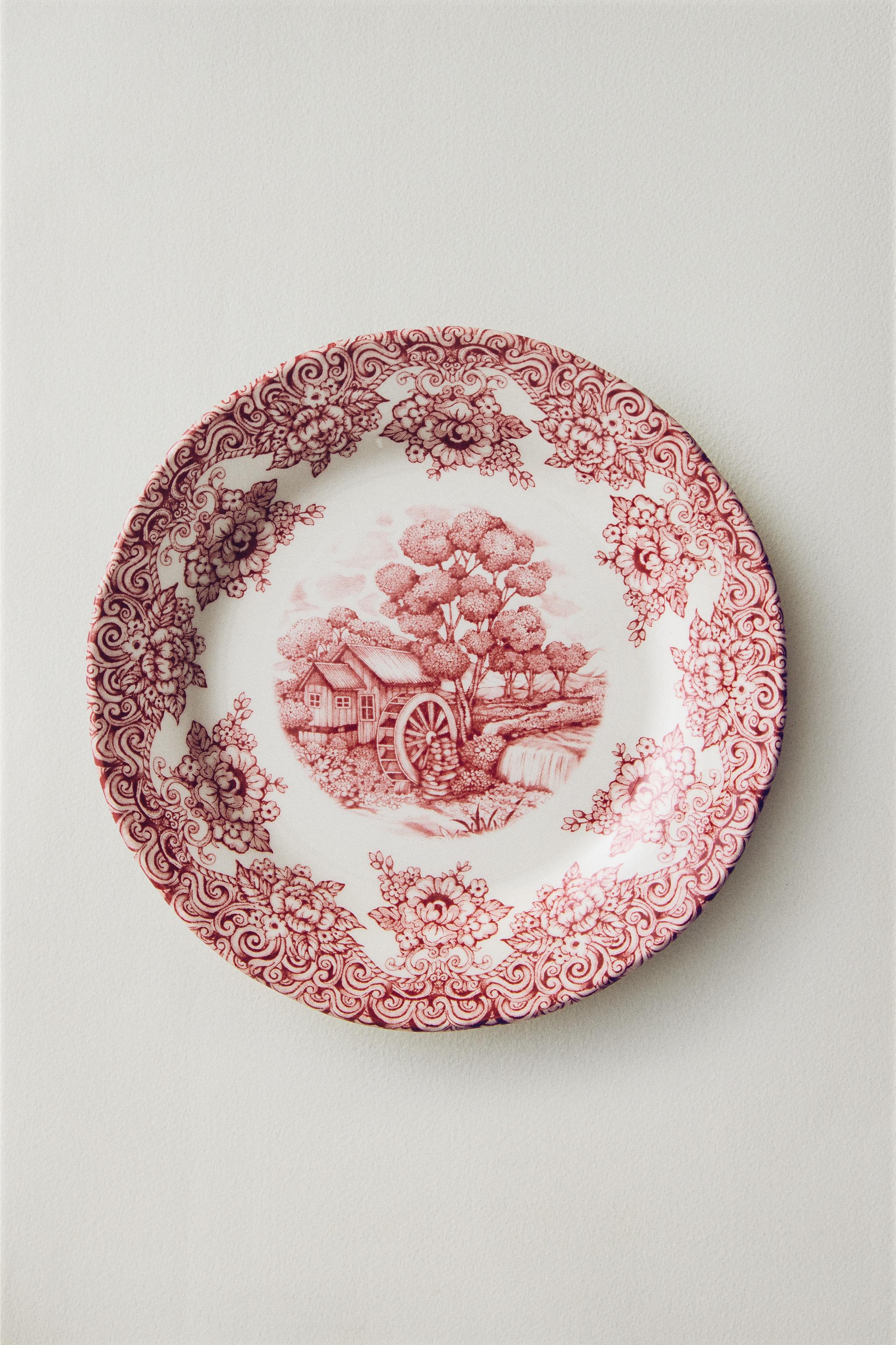 FLORAL LANDSCAPE EARTHENWARE DESSERT PLATE