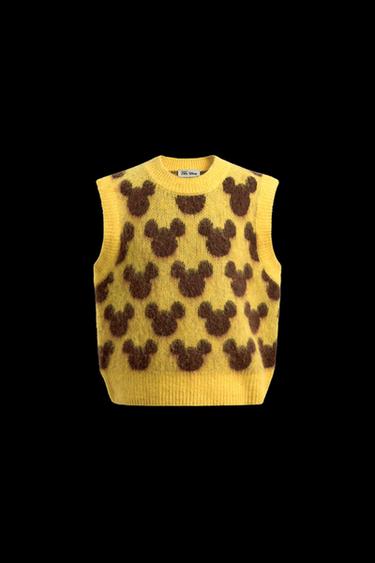 Zara MICKEY SILHOUETTE KNIT VEST HARRY LAMBERT FOR ZARA X DISNEY - Yellow - Image 0