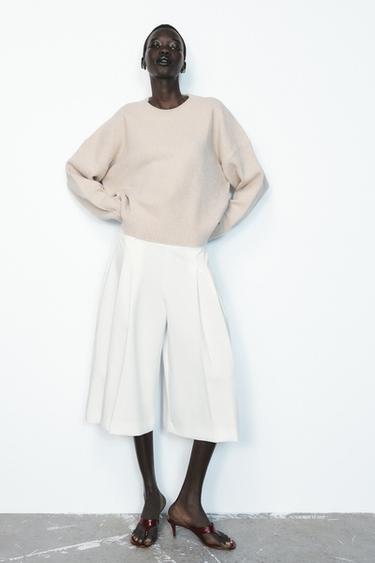 Zara BASIC SOFT KNIT SWEATER - Ecru