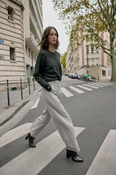 PLETENÝ SVETER PRÍJEMNÝ NA DOTYK - Dark grey marl zn. Zara