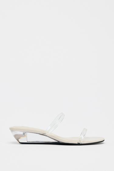 SANDALES TALONS COMPENSÉS VINYLE - Transparent de Zara